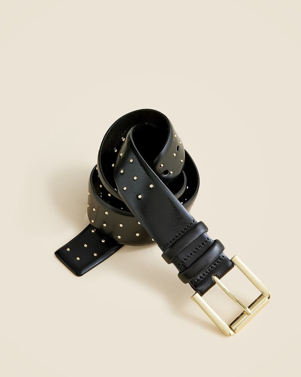 NWT J Crew Wide Belt in Studded Italian leather Black Size S